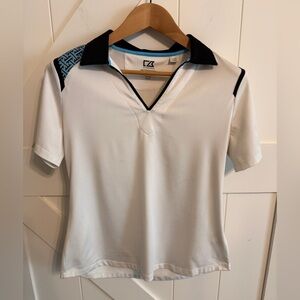 Cutter & Buck Golf White Polo with Black and Blue Accents Women’s Medium Polo